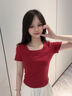 MJ STYLE方领紧身短袖T恤女2026年夏季新款简约时尚百搭内搭纯色气质上衣 实拍图