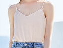 betu百图女装吊带衫打底背心内搭背心外穿V领无袖吊带背心女2204T82 杏色 S 实拍图