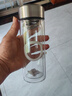 【⭐采销推荐】高硼硅双层玻璃杯泡茶杯茶水分离杯隔热车载水杯 双层真空底银色直筒 330ml 1只 实拍图