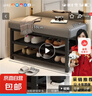 换鞋凳入户门口高级感一体靠墙楼道可坐穿鞋凳鞋架一体大容量鞋柜 长60cm【黑架灰色坐垫】 实拍图