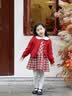班喜迪女童连衣裙秋装新款洋气儿童针织公主裙宝宝周岁礼服秋冬开衫裙子 红色加绒 110 实拍图