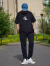 Calvin KleinJeans25春夏男女情侣休闲ck字母纯棉落肩袖宽松短袖T恤4RAB823 UB1-太空黑 XL 实拍图