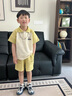 G.duck小黄鸭男童polo衫套装夏季2025新款洋气儿童短袖宝宝夏装休闲运动 夏LUCKY套装-绿 120 cm 晒单实拍图