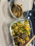 欣美雅（xinmeiya）上班族微波炉饭盒可加热玻璃饭盒保鲜盒碗便当盒分格餐盒保温饭盒 【小熊包+餐具】两隔1020+ 400ml 实拍图