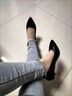 品牌断码尖头小皮鞋真软皮单鞋女2023春季新款细跟高跟工作鞋 黑色【5807跟高5厘米舒适皮面 38 标准尺码 实拍图