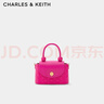 CHARLES&KEITH发条锁扣圆珠拎手提包链条单肩包包女包生日礼物CK2-50701121 Fuchsia紫红色 S 实拍图
