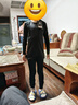 卡尔美（KELME） 儿童紧身衣男女童透气长袖弹力打底衫足球训练服紧身裤健身套装 黑色套装【透气薄款-左胸LOGO】 130 CM 实拍图