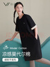 轩靓（XULEN）睡衣女莫代尔棉凉感短袖女连衣裙大码家居服 62573酷黑 L  实拍图
