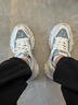GIUENG春冬季隐形增高鞋子男透气厚底老爹鞋男帆布面百搭耐磨休闲鞋男 复古白【增高6cm】 40 【拍比运动码小一码】 实拍图