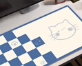 飞遁LESAILES棋盘猫咪 电竞游戏鼠标垫超大号 锁边加厚办公电脑键盘书桌垫 蓝黄色900*400*3mm 实拍图