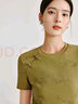 茵曼（INMAN）新中式盘扣印花T恤2025夏季女装新款珠扣短袖修身显瘦上衣 浅绿花 XL 实拍图