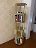 林之语实木旋转书架360度书柜置物架落地一体靠墙移动学生转角立式书架 【五层】44*166.3CM樱桃木色 实拍图