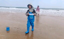神鲨天蓝色儿童下水裤连体裤赶海衣服防水裤涉水服雨裤玩水玩沙赶海服 实拍图