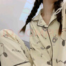 女士睡衣春秋纯棉质长袖开衫翻领可爱家居服秋天可外穿学生套装 1023杏灰奶茶小狗 M 实拍图