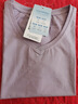 艾路丝婷夏装短袖T恤女士纯色上衣棉打底体恤衫TX35610 V领紫色 XL 实拍图