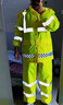 智汇反光雨衣交通雨衣雨裤套装电动车外卖防暴雨防汛环卫分体式冬季加厚棉雨衣 荧光绿【加厚款300DPU】 3XL号（适合身高180-190cm） 实拍图