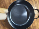 章丘铁锅手工小平底辅食锅煎锅烤肉锅煎蛋锅无涂层物理不粘锅炒锅平底锅 烤蓝木把加耳 28cm 实拍图