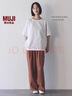 MUJI女式 汉麻 棉 短袖罩衫 t恤上衣打底衫女款女装内搭夏季BC2LEC5S 白色 M (160/84A) 实拍图