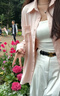 小野和子【关晓彤同款】防晒衬衫宽松夏季新款冰丝防晒衣时尚防晒服轻薄 【轻薄抗皱】樱花粉 M 偏小尺码建议拍大一码 实拍图