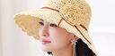 PTAH草帽女夏季度假出游防晒帽休闲百搭太阳帽手工编织沙滩帽 米色 可调节 实拍图
