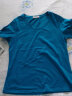 艾路丝婷夏装新款T恤女短袖上衣韩版修身体恤TX3560 蓝色V领 XXL 实拍图
