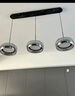 施美特餐厅吊灯现代简约餐桌灯国王湖轻奢极简一字长条吧台中山灯具套餐 3头长盘-珍珠黑+烟灰罩-小爱同学 实拍图