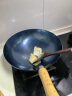 章丘铁锅手工锻打铁锅无涂层物理不粘锅炒锅木把圆底炒菜锅厨房好物轻音 2.0标准版古法烤蓝 32cm 实拍图