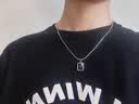 玛莎梅拉 MASEMERA轻奢黑色方块项链男士锁骨链高级手链男潮流吊坠送礼物男生饰品 白色方块项链(王嘉尔同款) 实拍图