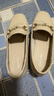 达芙妮 女鞋小皮鞋春秋款一脚蹬懒人鞋平底英伦风乐福鞋单鞋女 米白色 39 实拍图