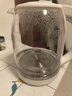 万利达电水壶1.8L高硼硅玻璃电热烧水壶家用大容量不锈钢开水茶壶烧水器蓝光烧水可视养生花茶壶 白色（无保温款） 1.8L 实拍图