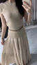 欧若婷雅新品连衣裙修身针织短袖上衣半身裙子套装女两件套2025年夏季新款 咖上衣+半身裙+腰带 L 实拍图