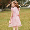 ASK JUNIOR女童连衣裙2025夏儿童裙子薄款复古旗袍裙公主裙 粉色 150 实拍图