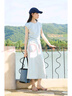 自巧小个子慵懒松弛感短袖t恤半身裙套装女2024夏季新款显瘦上衣 水雾蓝上衣 M (4码) 实拍图