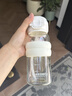 恩尔美（nRMEi）玻璃杯女士高颜值大容量孕产妇躺着喝水吸管杯夏耐高温泡茶水杯子 暖杏白 [双饮/杯套/重力球]650ml 实拍图