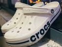 卡骆驰crocs洞洞鞋贝雅卡骆班轻便耐磨一脚蹬休闲鞋|205089 白/深蓝-126 37 /38(230mm) 实拍图
