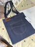 LEE牛仔帆布袋女士托特包单肩包大容量通勤手提包购物袋男女个性工装 深牛仔色 实拍图