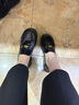 百丽元宝厚底乐福鞋女软底通勤单鞋英伦黑色小皮鞋D2S1DCA5 黑色 40 实拍图