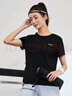 鸿星尔克短袖女夏季新款冰感吸湿跑步速干T恤女士速干运动上衣女子t恤衫 正黑-冰感吸湿2092 L (160-165cm/100-110斤) 实拍图