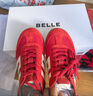 百丽（Belle）小轻甘2.0透气休闲鞋女2025夏新商场同款舒适德训鞋D3W1DBM5 红色 37 (235mm) 实拍图