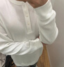 优衣库男装女装情侣华夫格亨利领套头衫长袖T恤25秋冬新款479784 01 乳白色 XL 实拍图