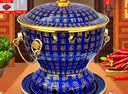 郭一元新景泰蓝珐琅老北京小火锅单人酒精锅环保油火锅一人景泰蓝铜火锅 单人小肥牛蓝底福运连连 19cm 实拍图