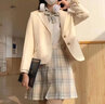 凡小如jk制服套装女夏季百褶裙日系甜美学院风a字高腰半身裙小个子全套 柠檬海盐格裙+刺绣白短衬衫+领结 L 【建议105-115斤】 实拍图