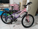 凤凰山地自行车男女变速山地车碟刹青少年儿童自行车学生单车 星际 粉紫【变速】后座+LED灯+辐条轮 22寸【适合130-170cm】 实拍图