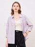 百图betu女装春夏新款衬衫法式翻领口袋设计时髦优雅衬衫2403T36 紫色 L 实拍图