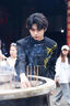 罗蒙（ROMON）新中式西装男士订婚衣服套装国风立领中山装金竹刺绣男孩成人礼服 黑色西服+白色短T+西裤1 XL 实拍图