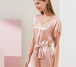 金三塔真丝睡衣女睡裙100%桑蚕丝优雅凉感V领短袖居家服礼物 [主推]十样锦粉 L 实拍图