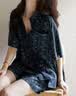 悦内老钱风睡衣女夏季夏款短袖短裤纯棉家居服可外穿套装母亲节礼物 23151青石蓝 M (160) 【体重90-110斤】 实拍图