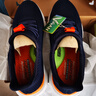 斯凯奇（Skechers）夏季男鞋新款轻便一脚蹬透气网面休闲运动跑步鞋百搭慢跑鞋 海军蓝色/橘色/210281-NVOR 41 实拍图