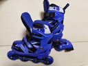 聪捷溜冰鞋儿童全套装男童女童男孩女孩专业轮滑鞋滑冰旱冰初学者直排 蓝色【全闪】背包护具头盔大礼包 S 小码25-31（适合平时24-29） 实拍图
