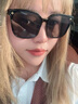 CAIILKUN墨镜女夏季防晒2025新款高级感大框太阳眼镜网红款七夕情人节礼物 黑色金框黑灰片（轻奢ck风） 实拍图